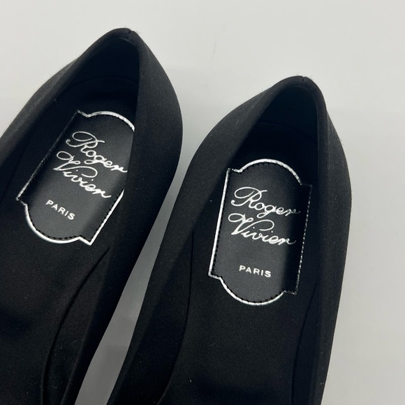 Authentic Roger Vivier Black Satin white Swarovski Crystals ballerina - Picture 12 of 14